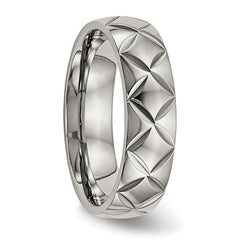 Titanium Polished Diamond Cut 6mm Band