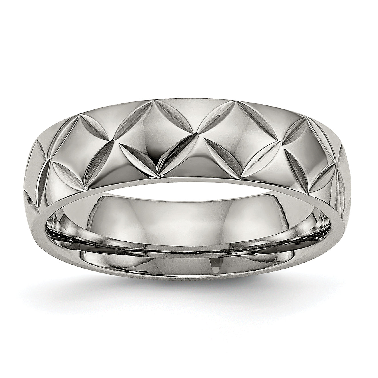 Titanium Polished Diamond Cut 6mm Band Main image