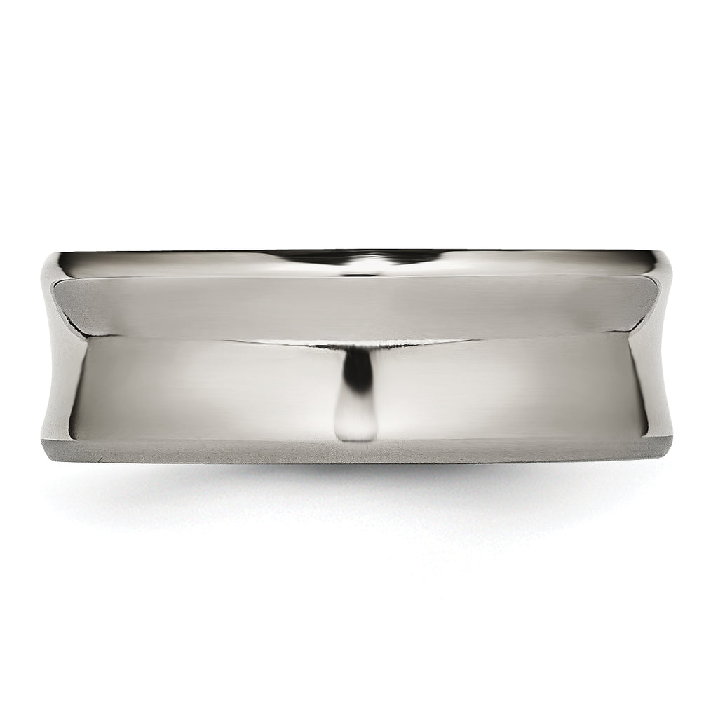 Chisel Titanium Polished Concave 8mm Beveled Edge Band
