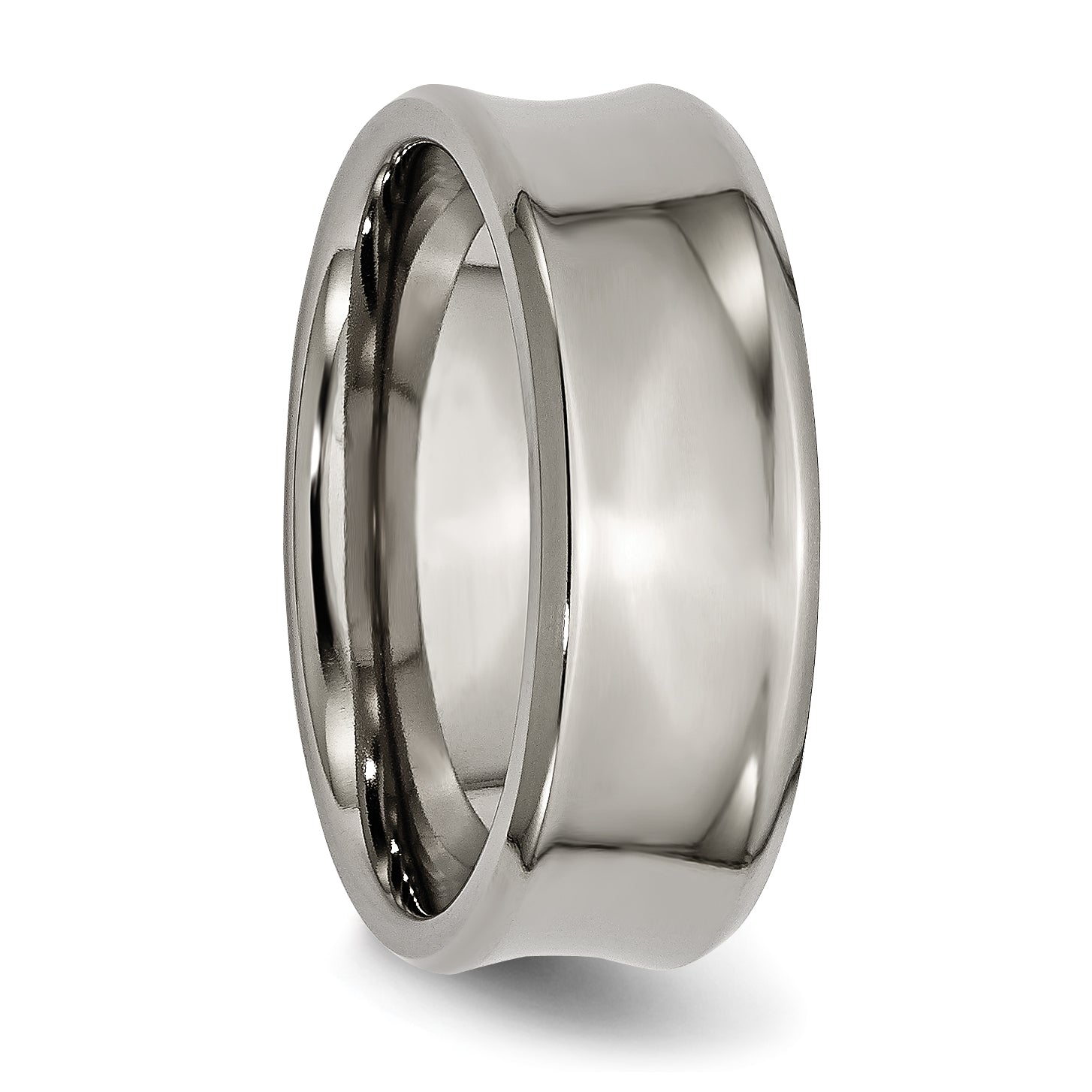 Chisel Titanium Polished Concave 8mm Beveled Edge Band