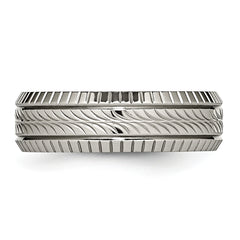 Titanium Polished Grooved and Textured 7mm Band