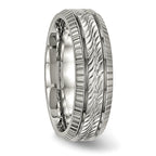 Titanium Polished Grooved and Textured 7mm Band