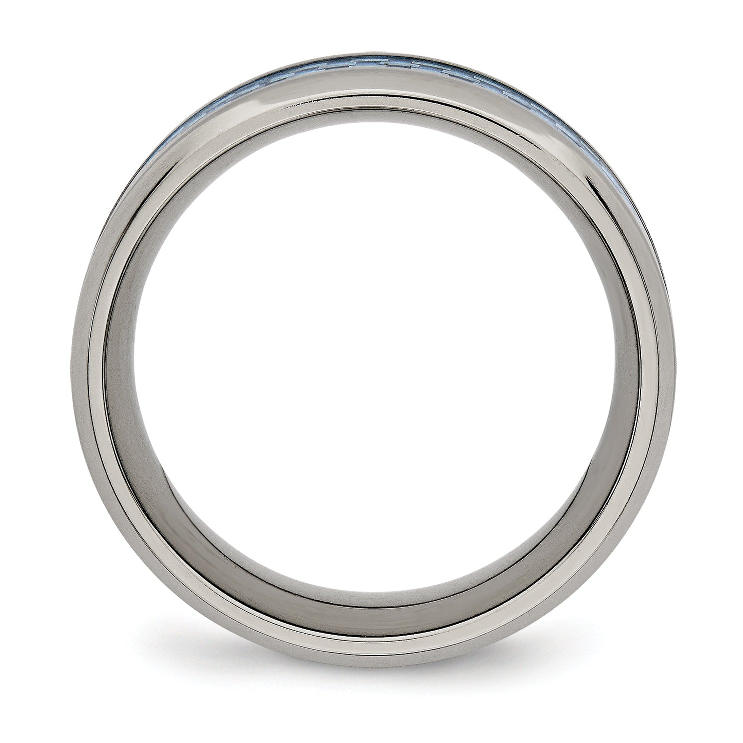 Chisel Titanium Polished with Light Blue Carbon Fiber Inlay 8mm Band Main image