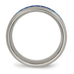 Chisel Titanium Polished with Blue and White Carbon Fiber Inlay 8mm Band