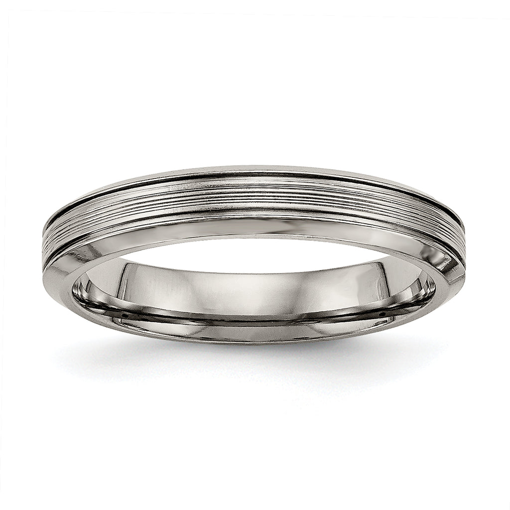 Chisel Titanium Polished 3.75mm Grooved Comfort Fit Band