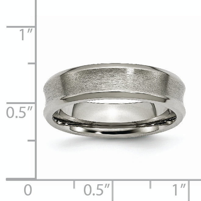 Chisel Titanium Brushed and Polished Concave 6mm Beveled Edge Band
