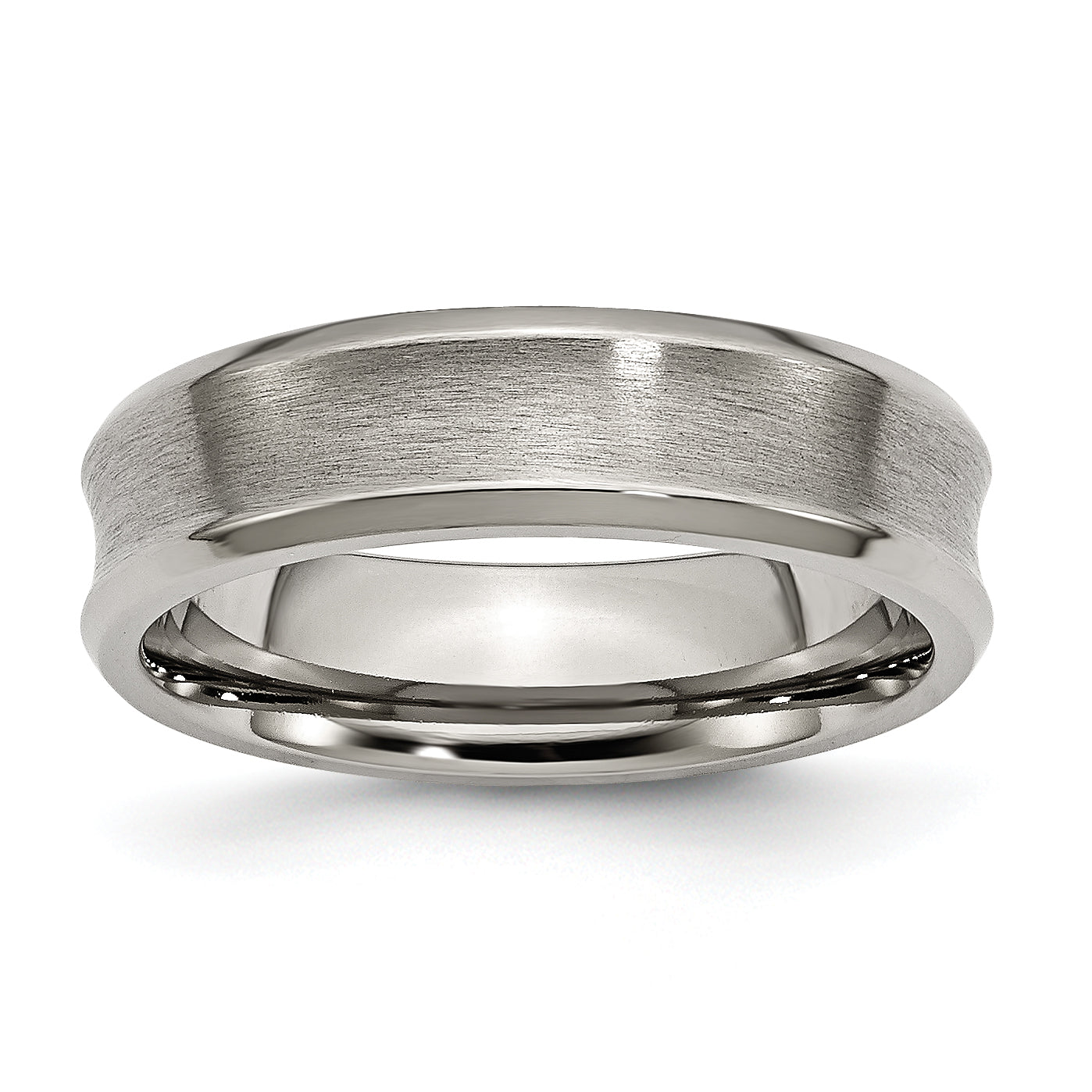Chisel Titanium Brushed and Polished Concave 6mm Beveled Edge Band Main image