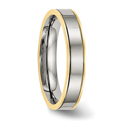 Chisel Titanium Polished Yellow IP-plated 5mm Grooved Comfort Fit Band