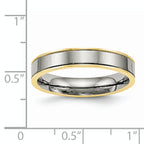 Chisel Titanium Polished Yellow IP-plated 5mm Grooved Comfort Fit Band