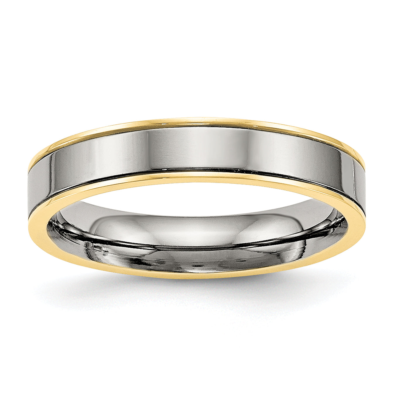 Chisel Titanium Polished Yellow IP-plated 5mm Grooved Comfort Fit Band Main image