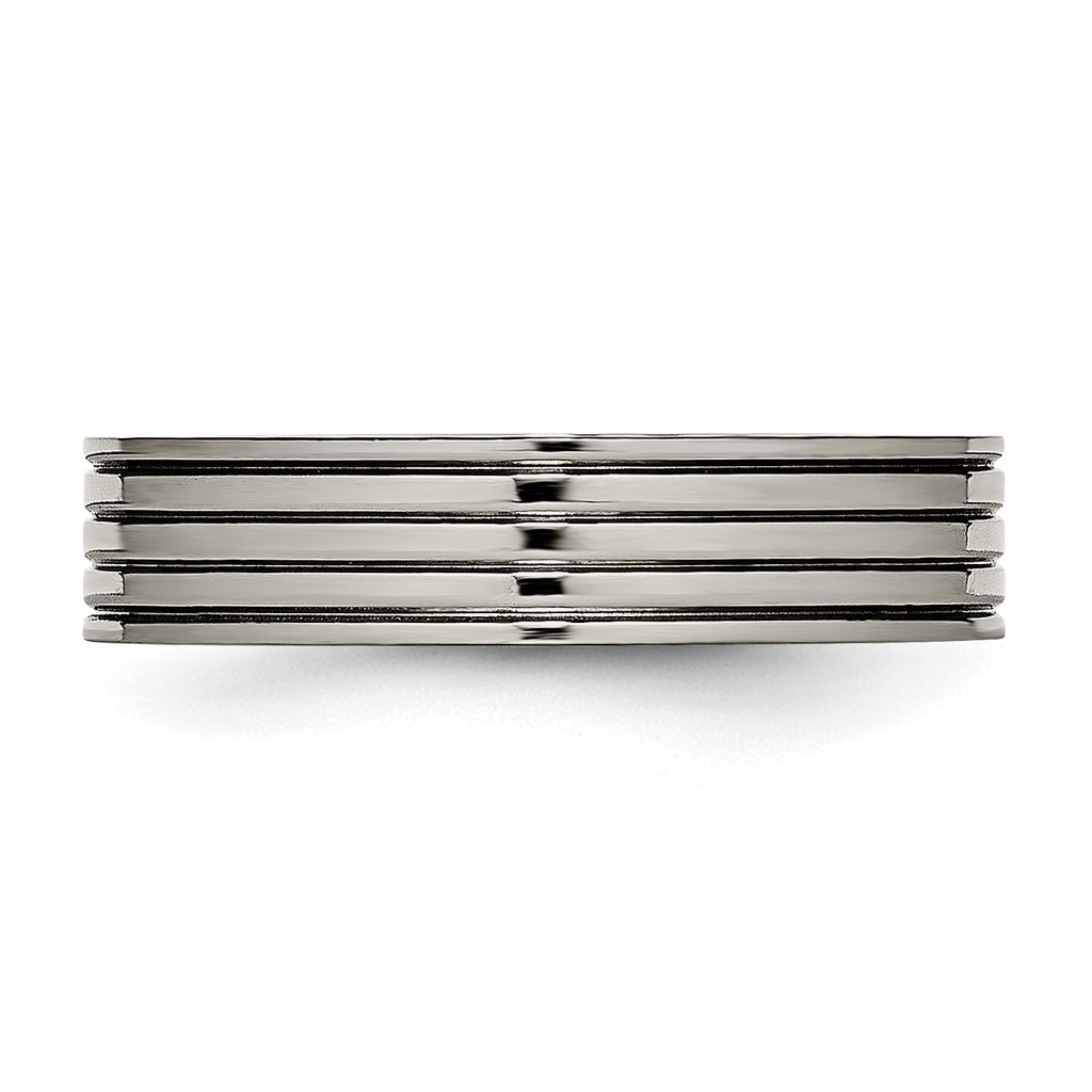Titanium Polished 5mm Grooved Comfort Fit Band