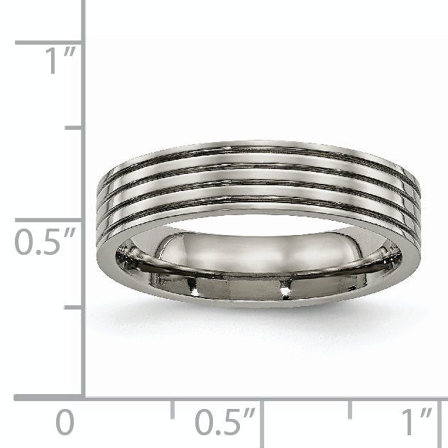 Titanium Polished 5mm Grooved Comfort Fit Band