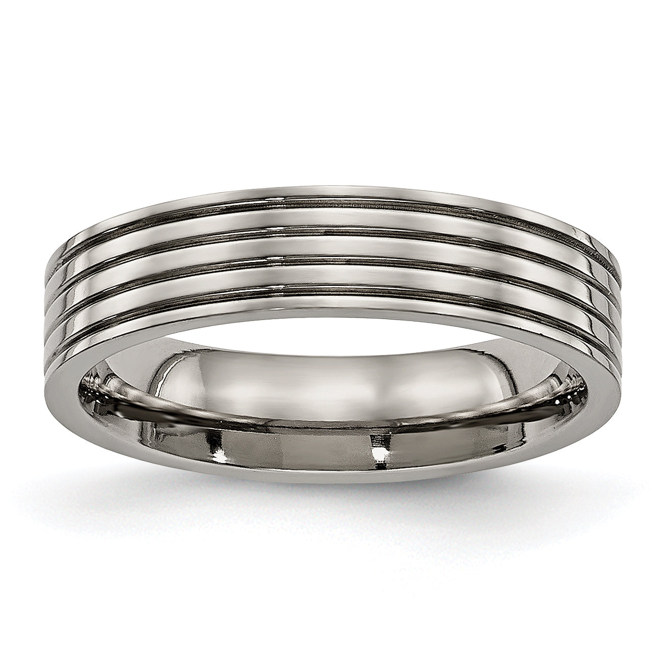 Titanium Polished 5mm Grooved Comfort Fit Band Main image