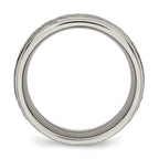 Chisel Titanium Polished with Satin Hammered Center 8mm Grooved Band
