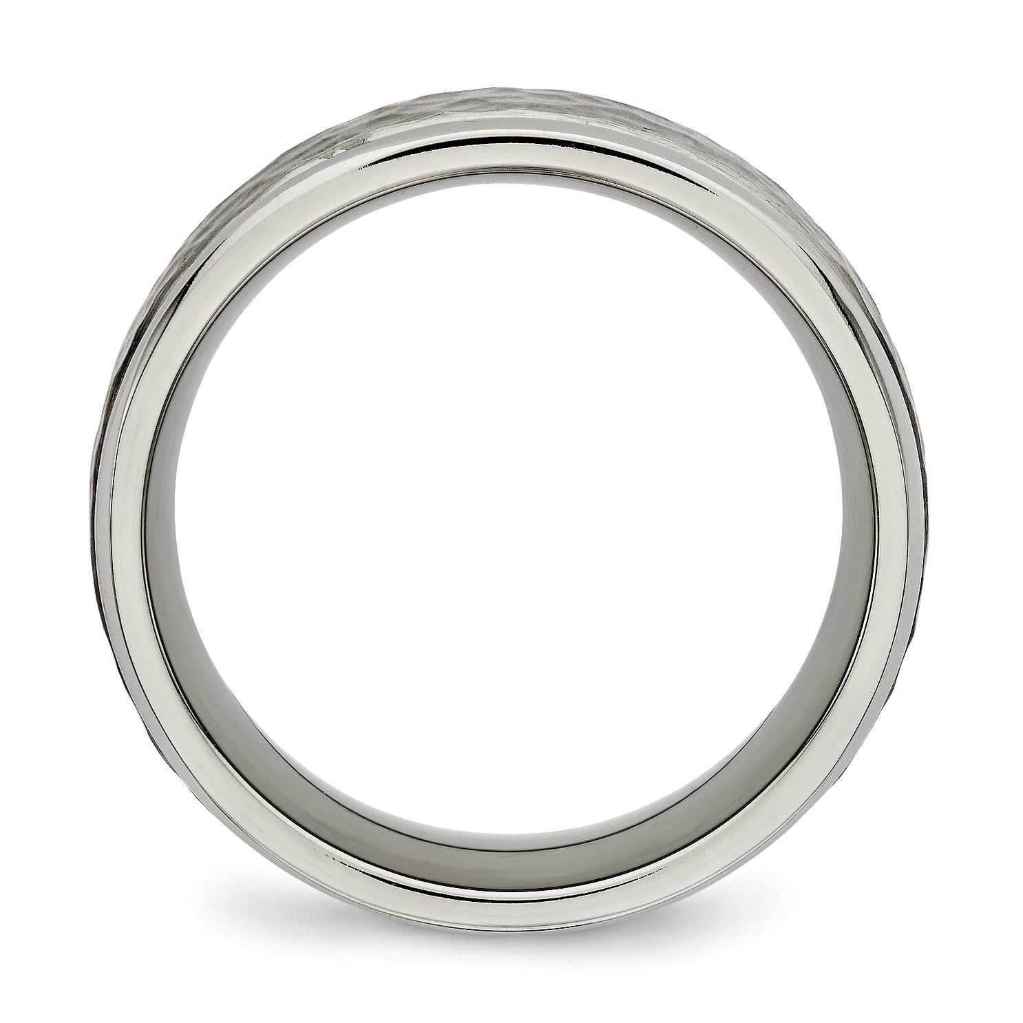 Chisel Titanium Polished with Satin Hammered Center 8mm Grooved Band