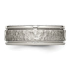 Chisel Titanium Polished with Satin Hammered Center 8mm Grooved Band