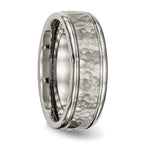 Chisel Titanium Polished with Satin Hammered Center 8mm Grooved Band