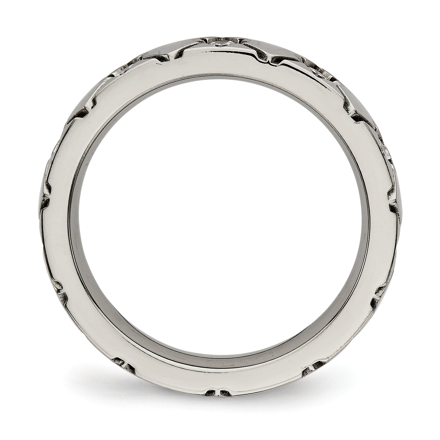 Criss-Cross CZ Wedding Band in Titanium, 4mm Secondary image