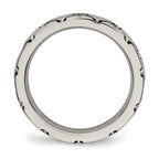 Titanium Polished with CZ CriSterling Silver Cross 4mm Grooved Band