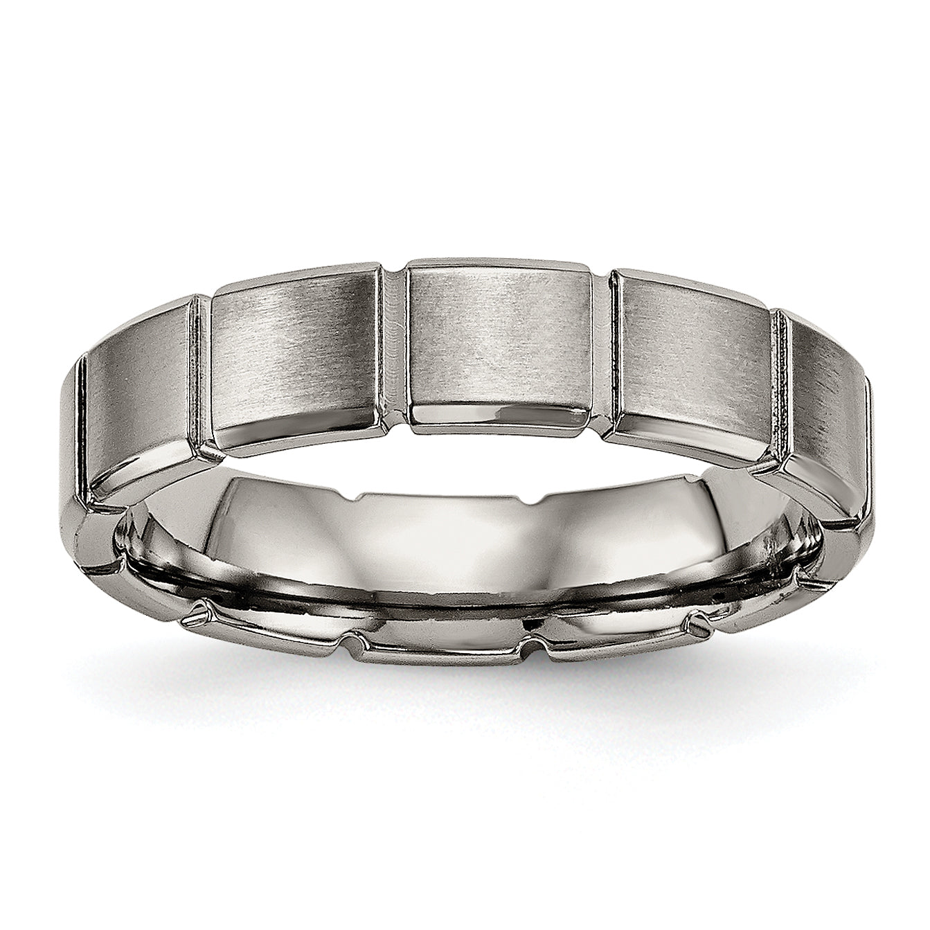 Titanium Brushed and Polished 5mm Grooved Band Main image