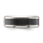 Chisel Titanium Polished with Black Carbon Fiber Inlay and CZ 8mm Band