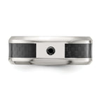 Chisel Titanium Polished with Black Carbon Fiber Inlay and CZ 8mm Band