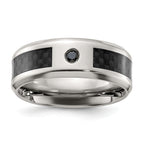 Chisel Titanium Polished with Black Carbon Fiber Inlay and CZ 8mm Band