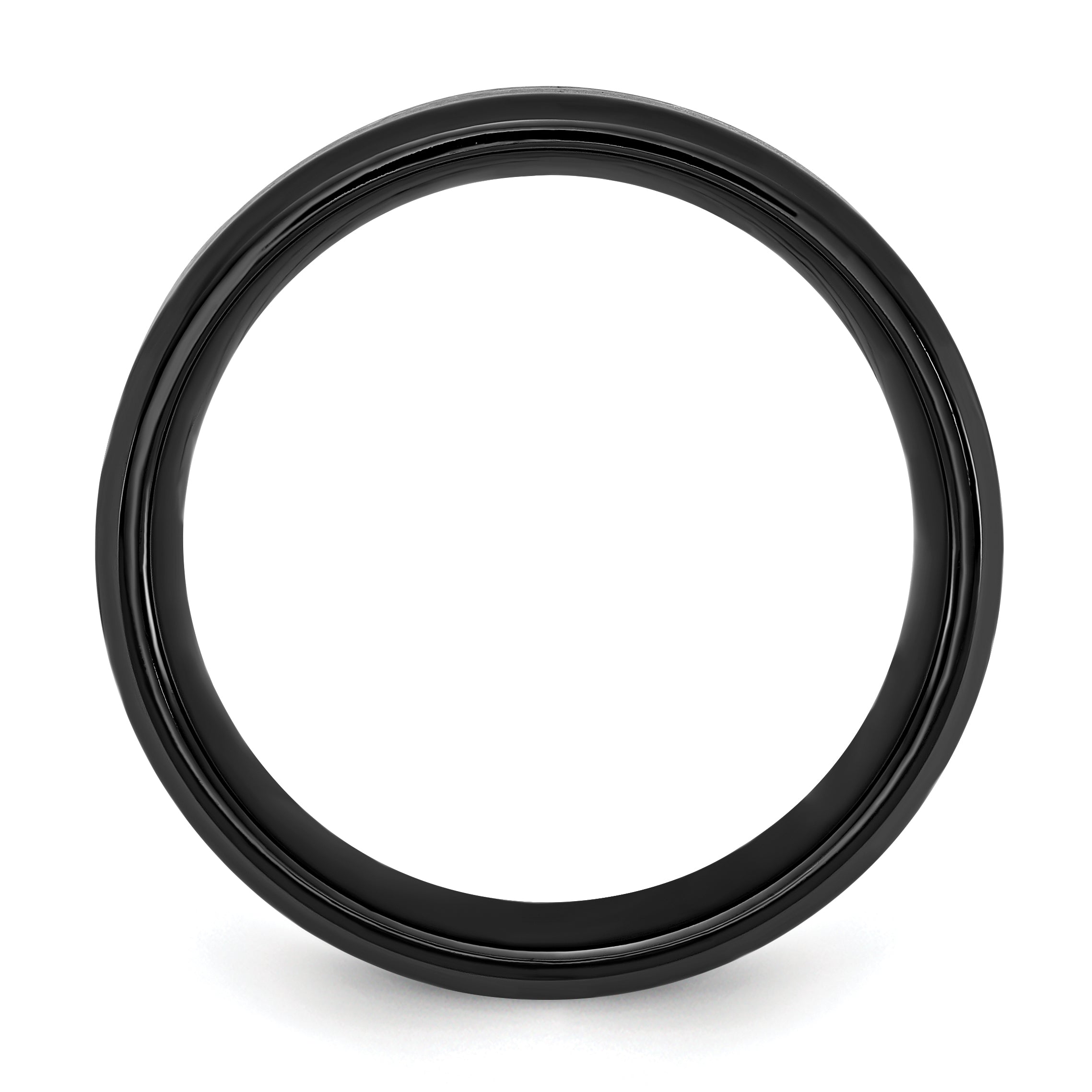 Chisel Black Titanium Polished with Black and Blue Carbon Fiber Inlay 8mm Band
