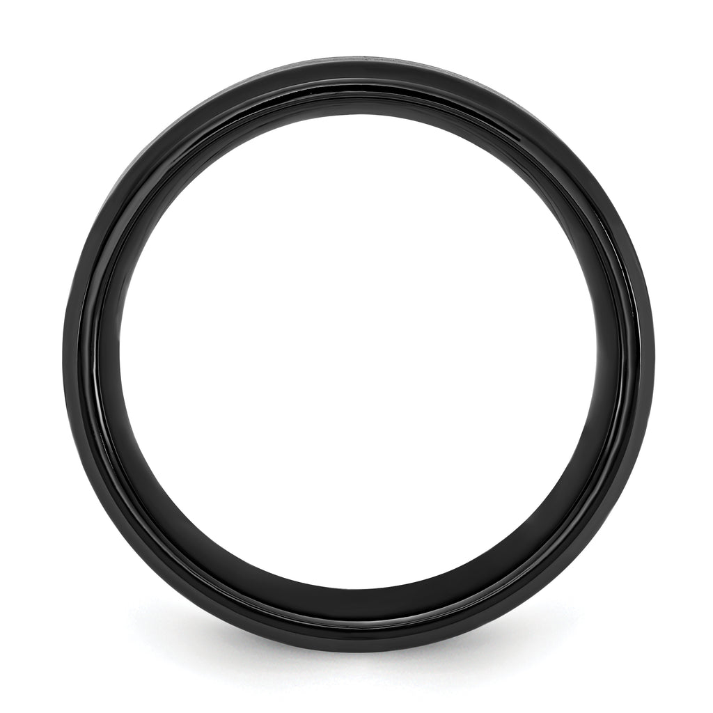 Chisel Black Titanium Polished with Black and Blue Carbon Fiber Inlay 8mm Band