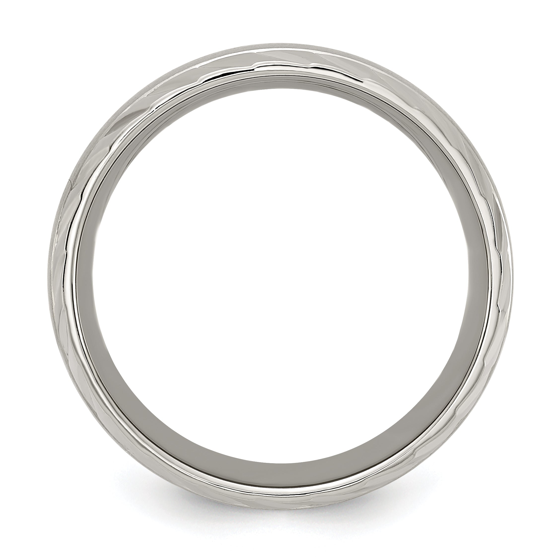 Titanium Polished with Brushed Center and Grooved Edge 8mm Band Secondary image