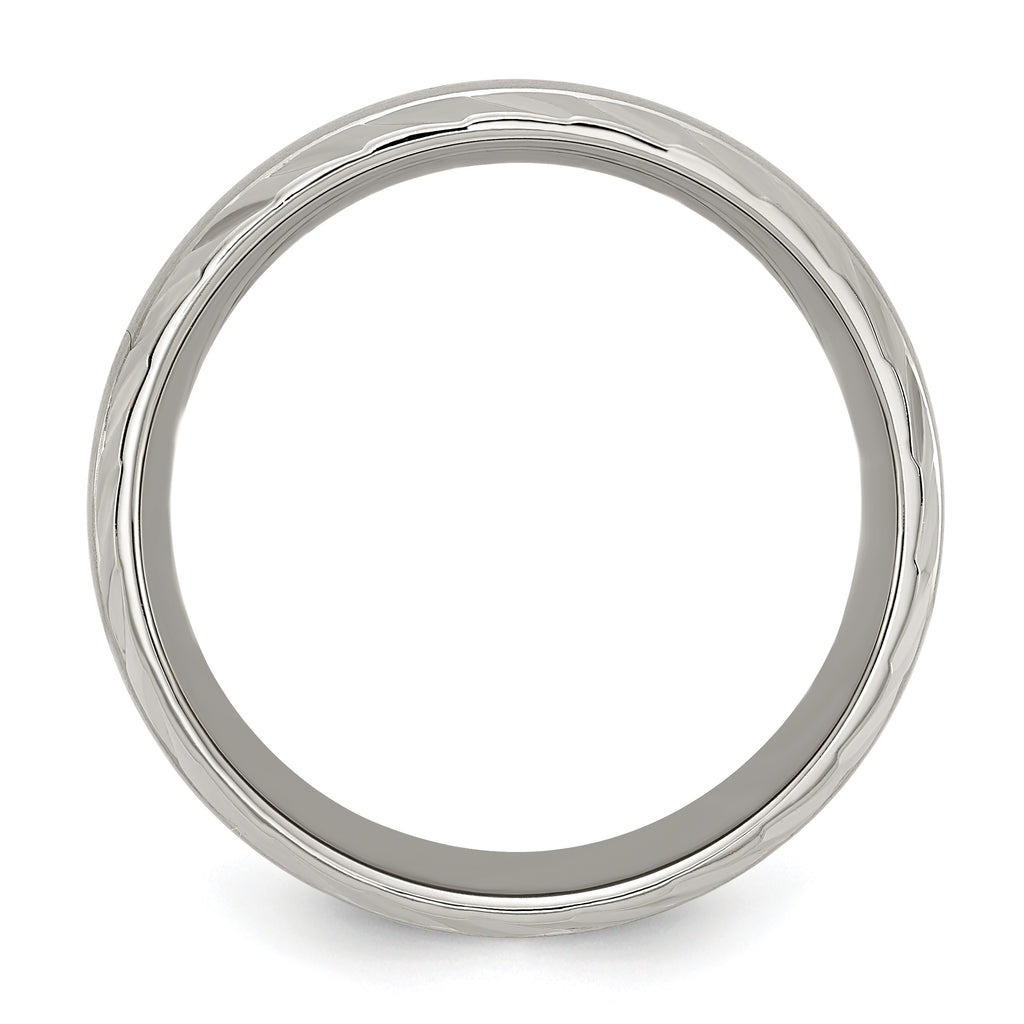 Chisel Titanium Polished with Brushed Center and Grooved Edge 8mm Band