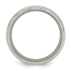 Chisel Titanium Polished with Brushed Center and Grooved Edge 8mm Band