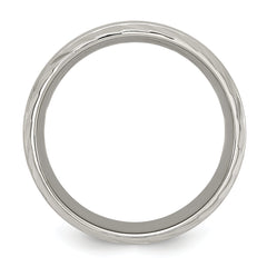 Chisel Titanium Polished with Brushed Center and Grooved Edge 8mm Band