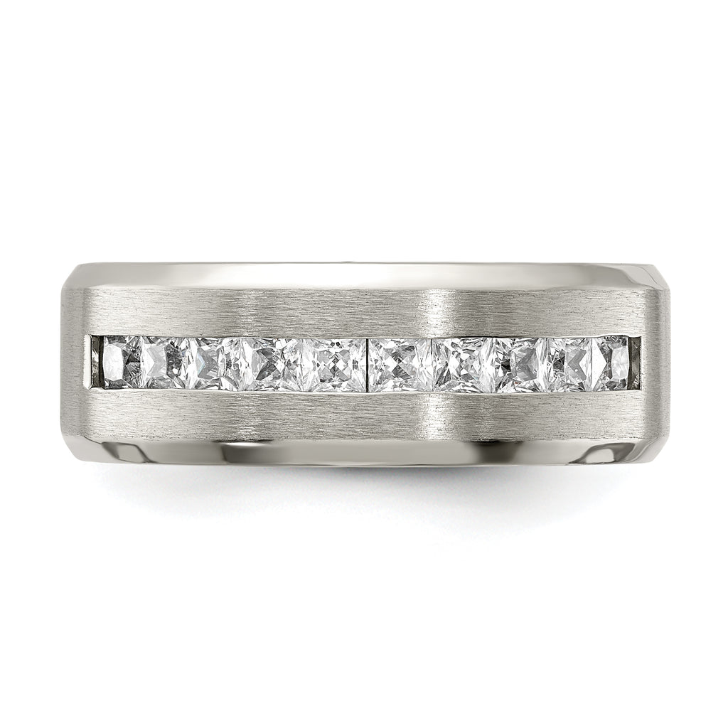 Chisel Titanium Brushed and Polished with CZ 8mm Band