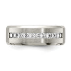 Chisel Titanium Brushed and Polished with CZ 8mm Band