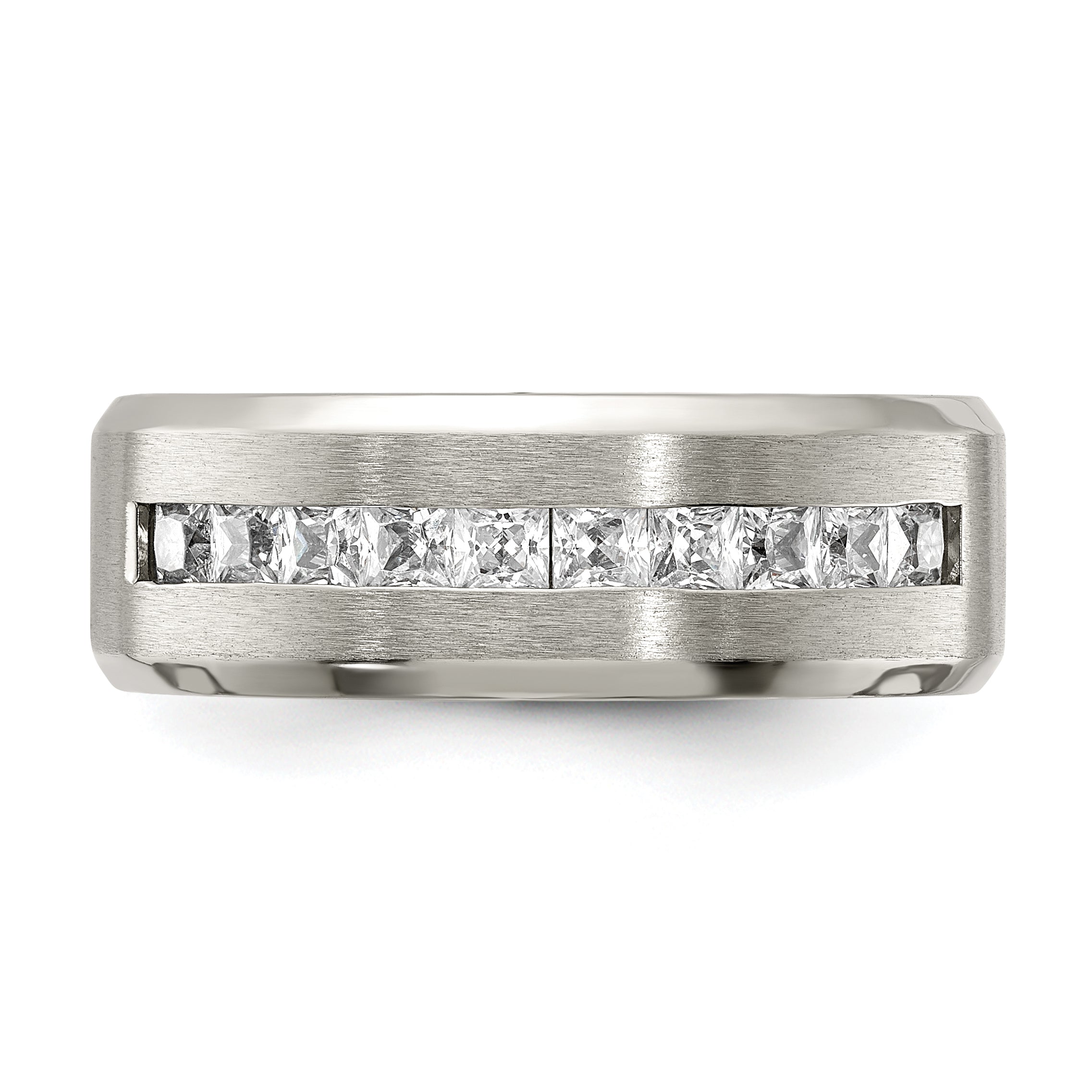 Chisel Titanium Brushed and Polished with CZ 8mm Band