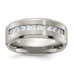 Chisel Titanium Brushed and Polished with CZ 8mm Band