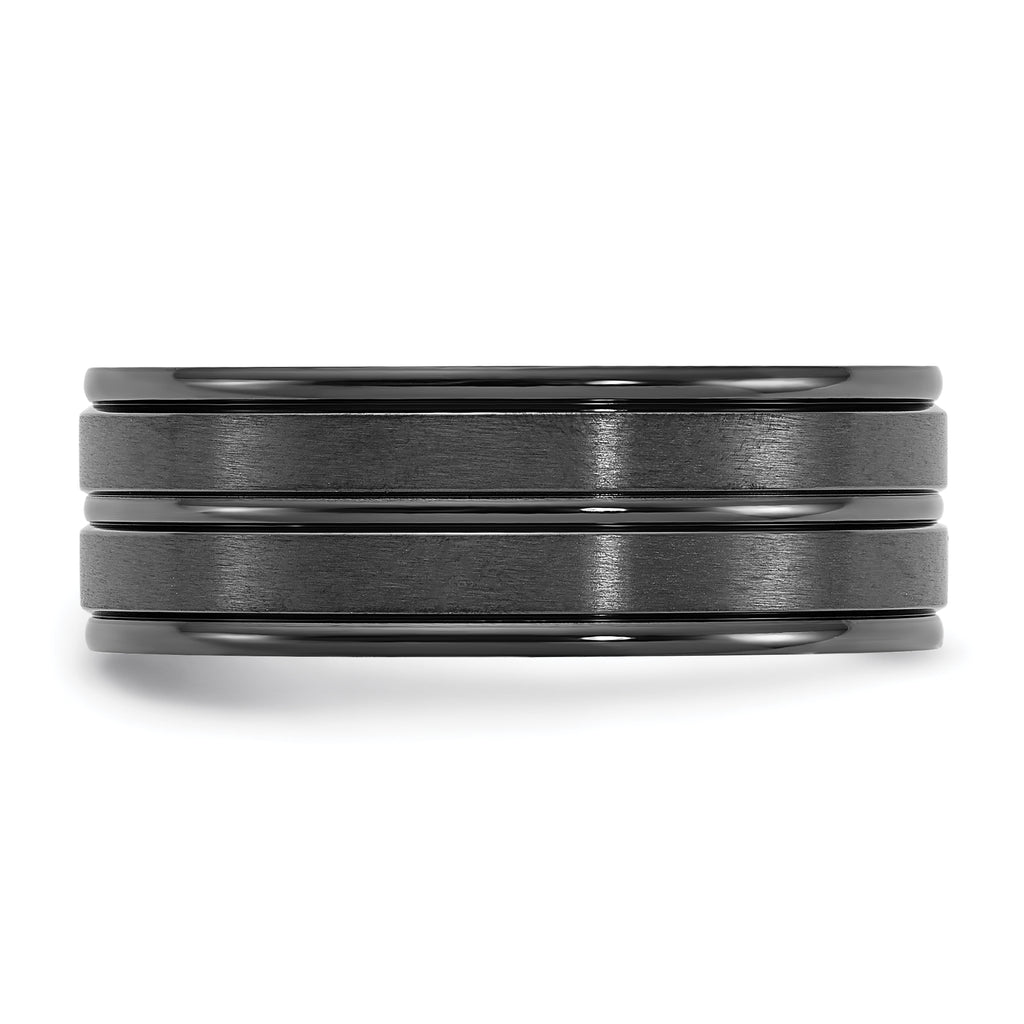 Chisel Titanium Black IP-plated Brushed and Polished 8mm Band