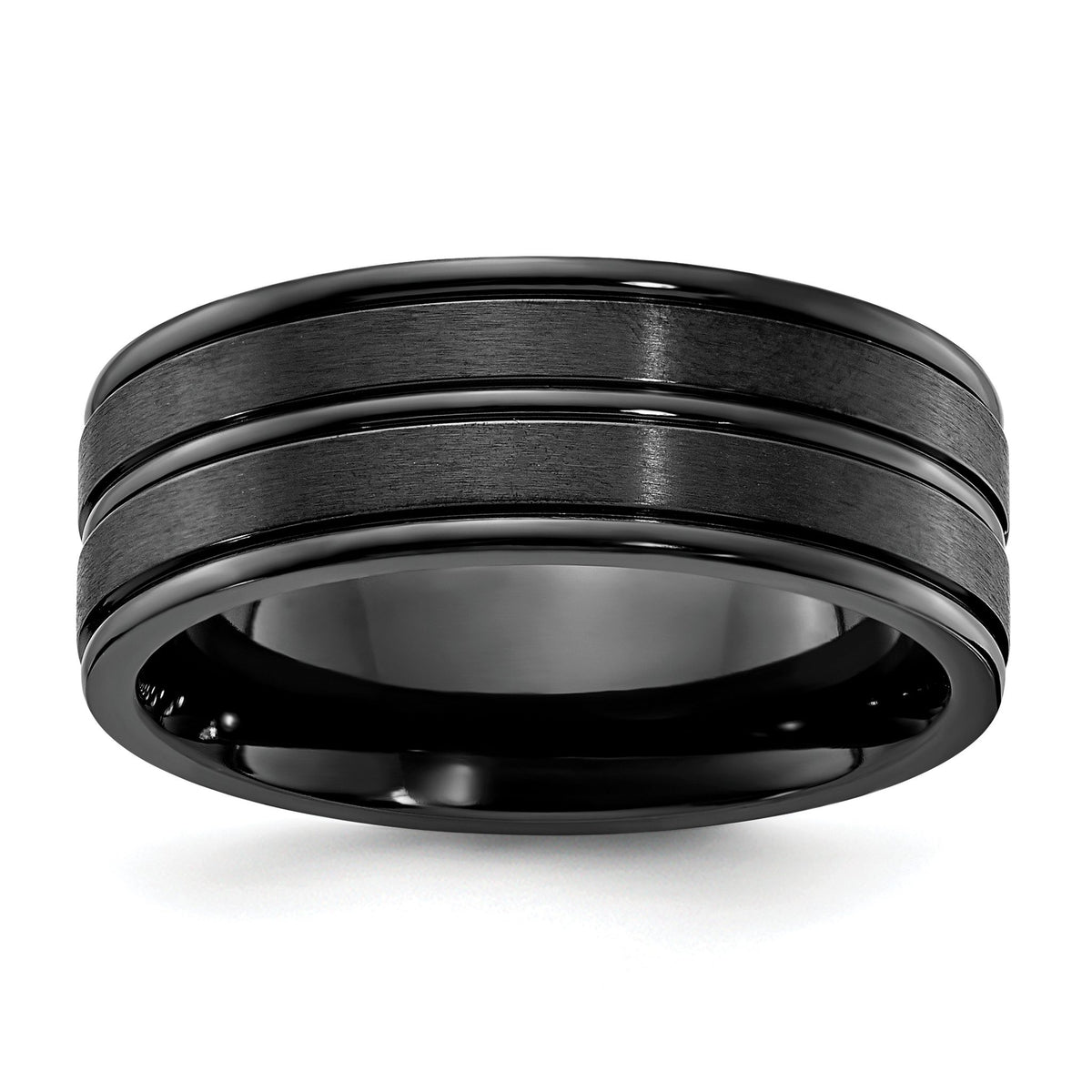 Chisel Wedding Band in Black IP-Plated Titanium, 8mm Brushed & Polished, Size 7–13 - Sophia Jewelers Main image