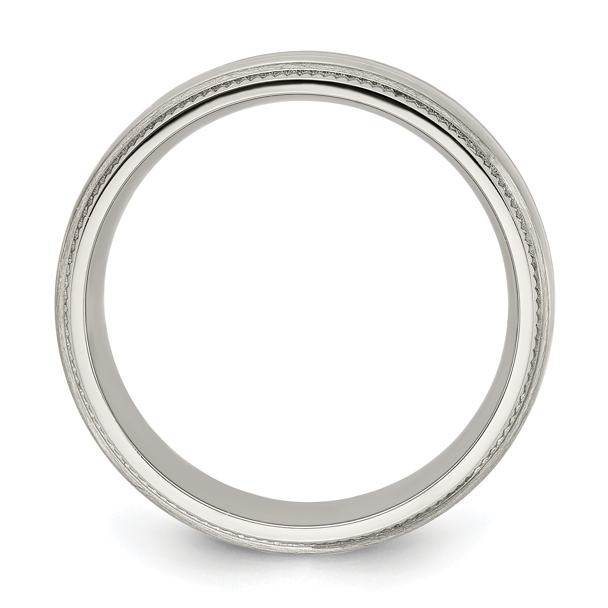 Chisel Titanium Brushed and Polished Textured Edge 7mm Band