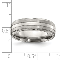 Chisel Titanium Brushed and Polished Textured Edge 7mm Band