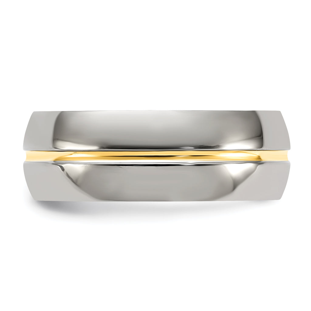 Chisel Titanium Yellow IP-plated Grooved 8mm Polished Band