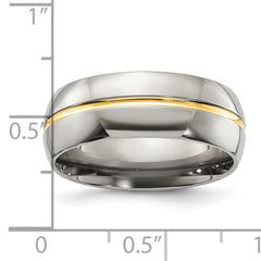 Chisel Titanium Yellow IP-plated Grooved 8mm Polished Band