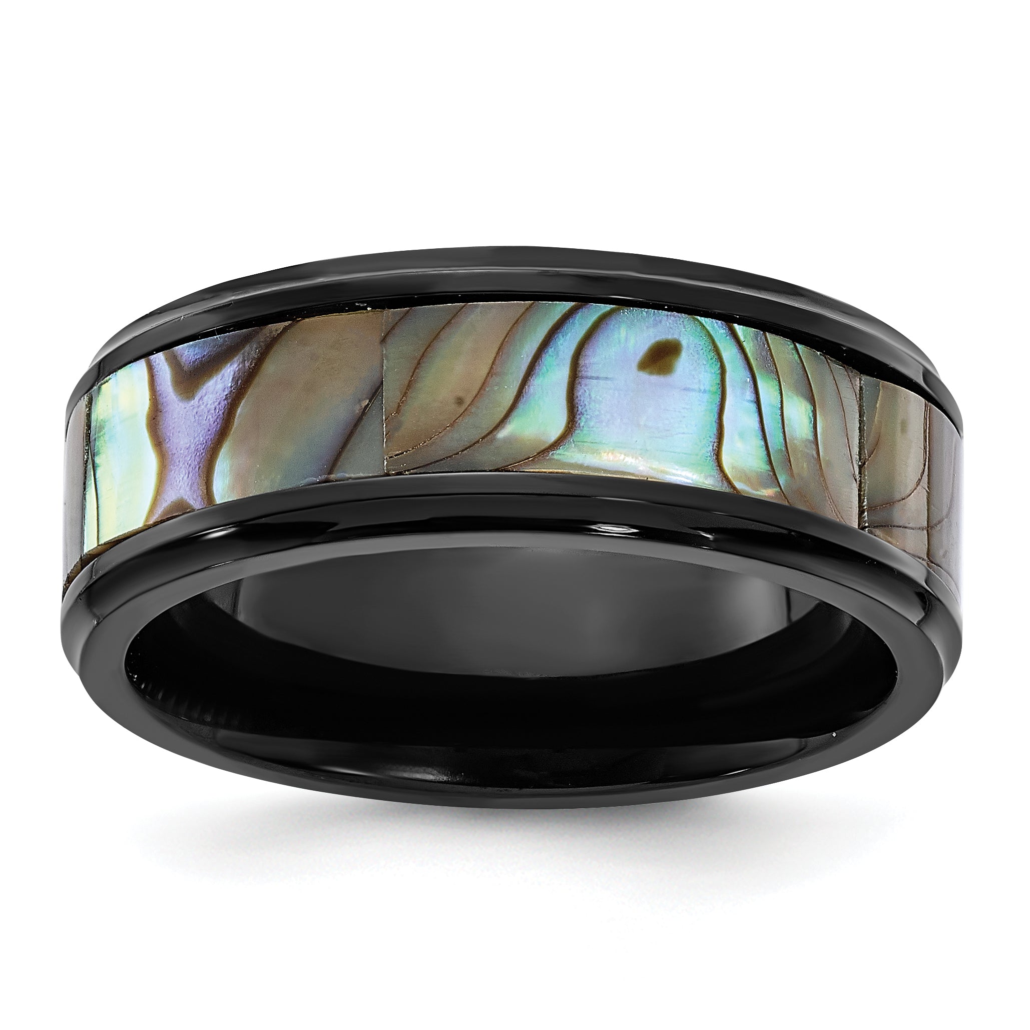 Chisel Titanium Black IP-plated Mother of Pearl Inlay 8mm Band Main image