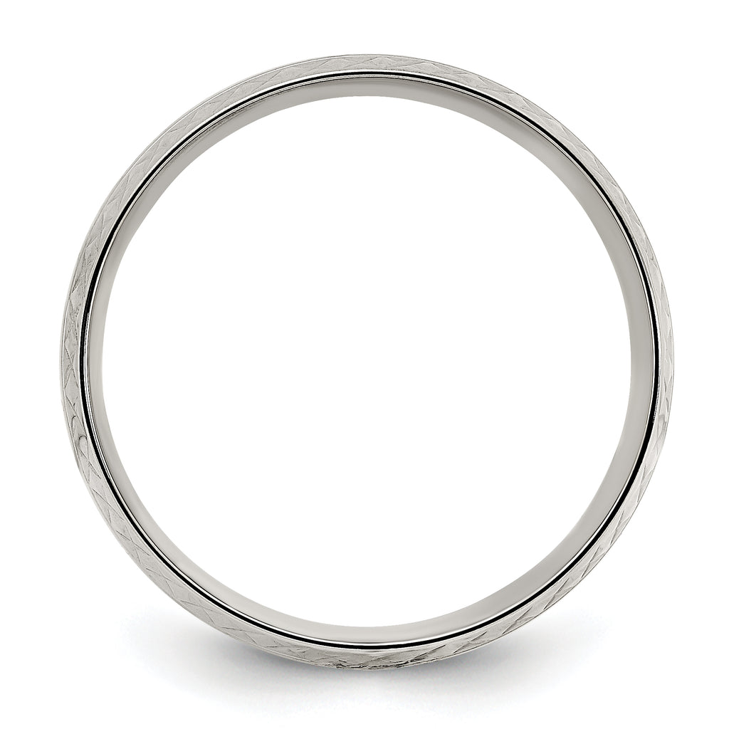 Chisel Titanium Polished Grooved Criss Cross Design 7mm Band