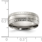Chisel Titanium Polished Grooved Criss Cross Design 7mm Band