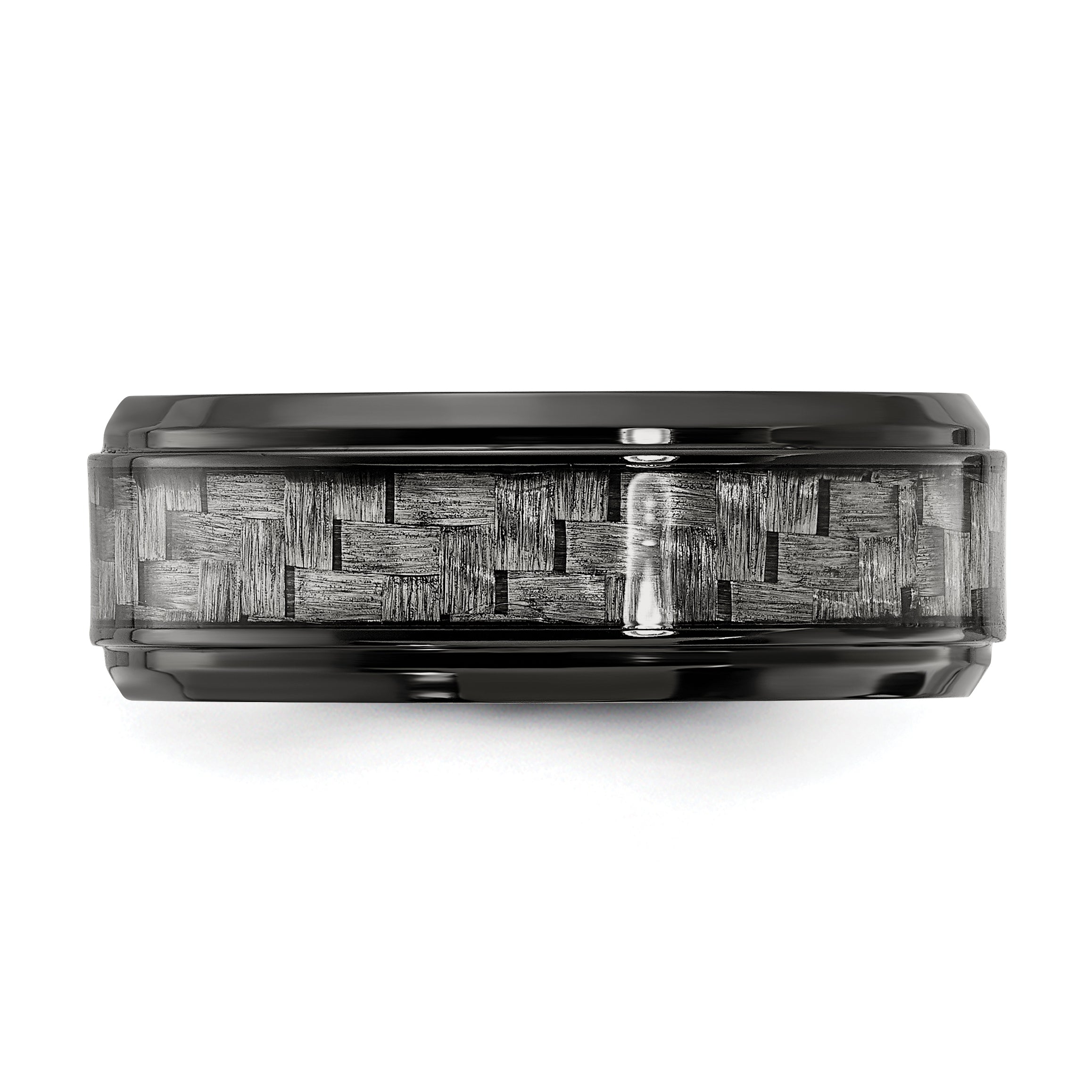 Chisel Black Titanium Polished with Grey Carbon Fiber Inlay 8.00mm Band