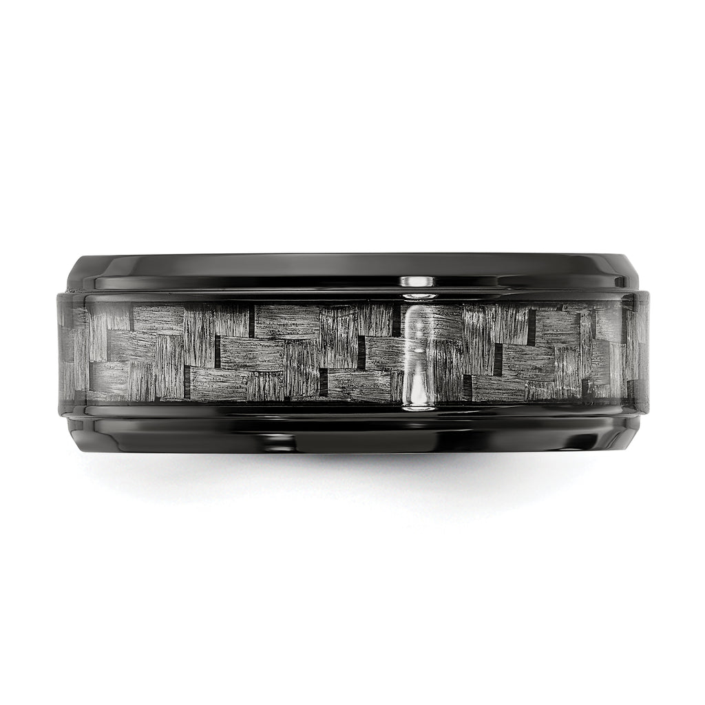 Chisel Black Titanium Polished with Grey Carbon Fiber Inlay 8.00mm Band