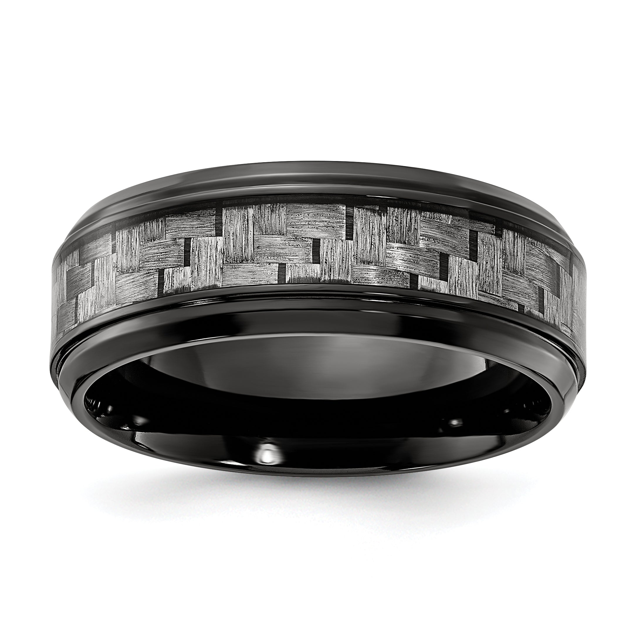 Chisel Black Titanium Polished with Grey Carbon Fiber Inlay 8.00mm Band Main image
