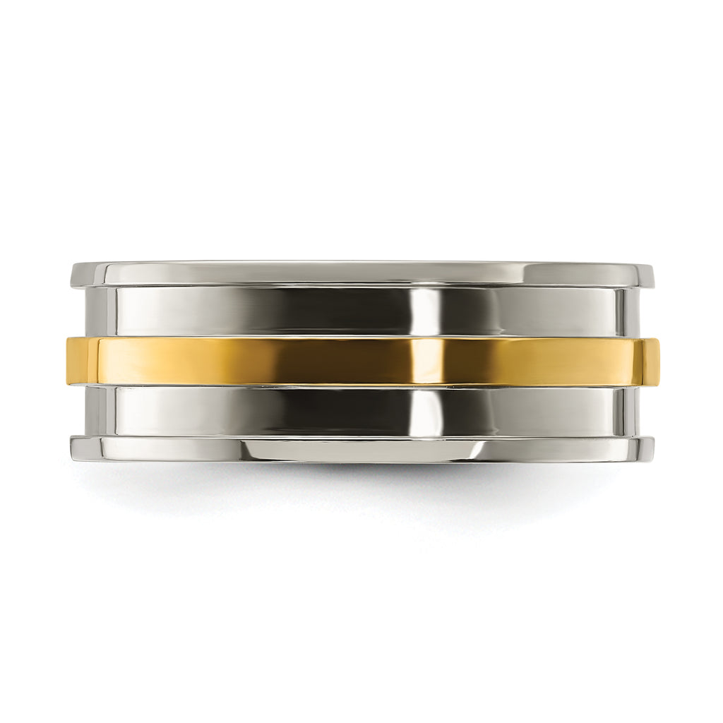 Chisel Titanium Polished with Yellow IP-plated Center 8.00mm Band